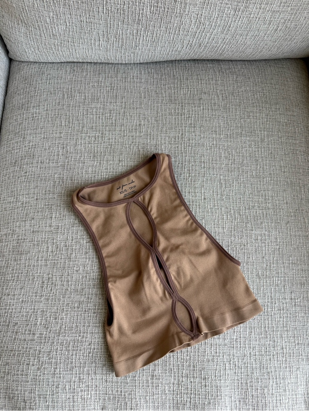 Urban Outfitters Brown Cutout Crop Tank with Contrast Trim